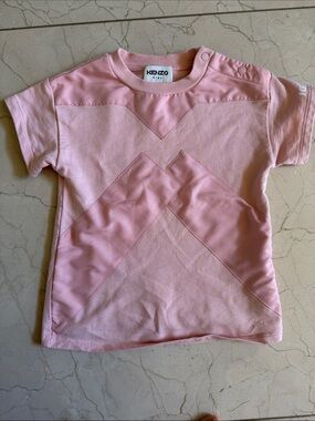 Kenzo Kids Light Pink Short Sleeve Tee with Taped Detail